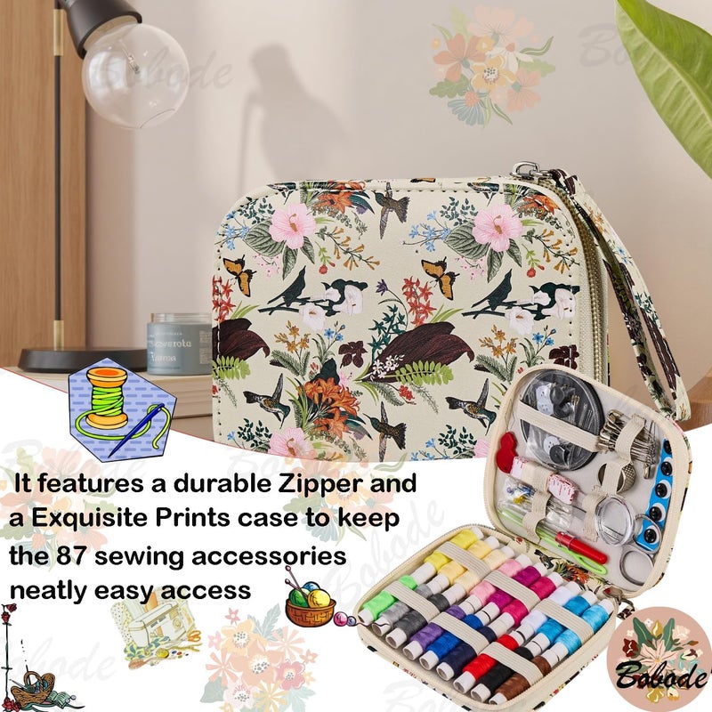Bobode Arts Craft Printing Sewing Kit Butterflies Pattern Sewing Set Professional Travel Sewing Supplies with 18 Colors Sewing Thread, Basic Sewing Accessory for Emergency, Home - Image 5